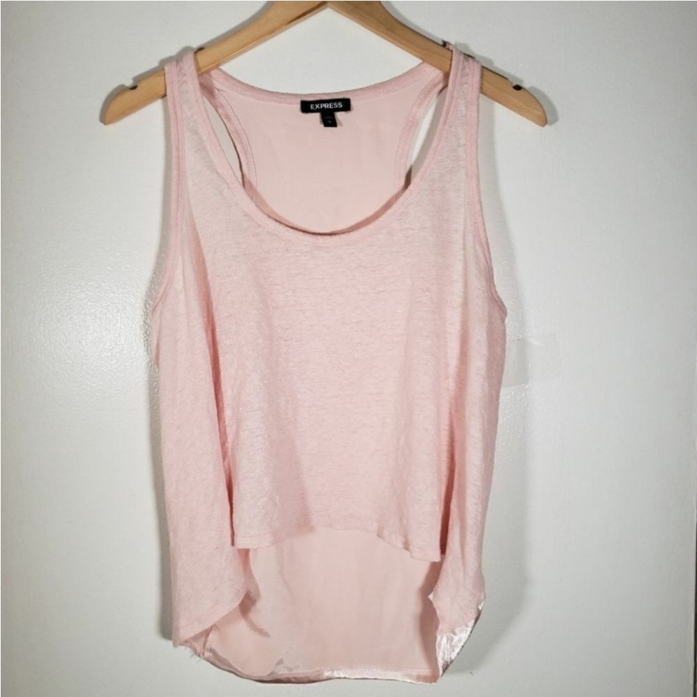 Express Linen Satin Soft Pink Flowy Tank Sleeveless Blouse Size L